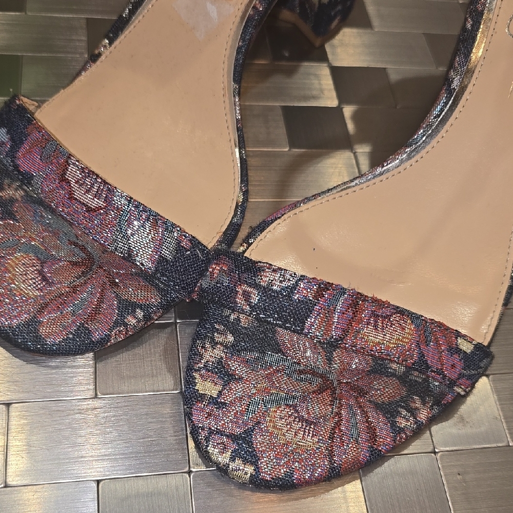 Floral Ankle Strap Block Heel Sandals‎ - Picture 8 of 12